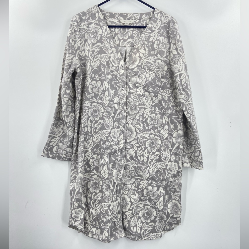 Garnet Hill Organic-Pima-Cotton Flannel Sleepshirt Medium‎